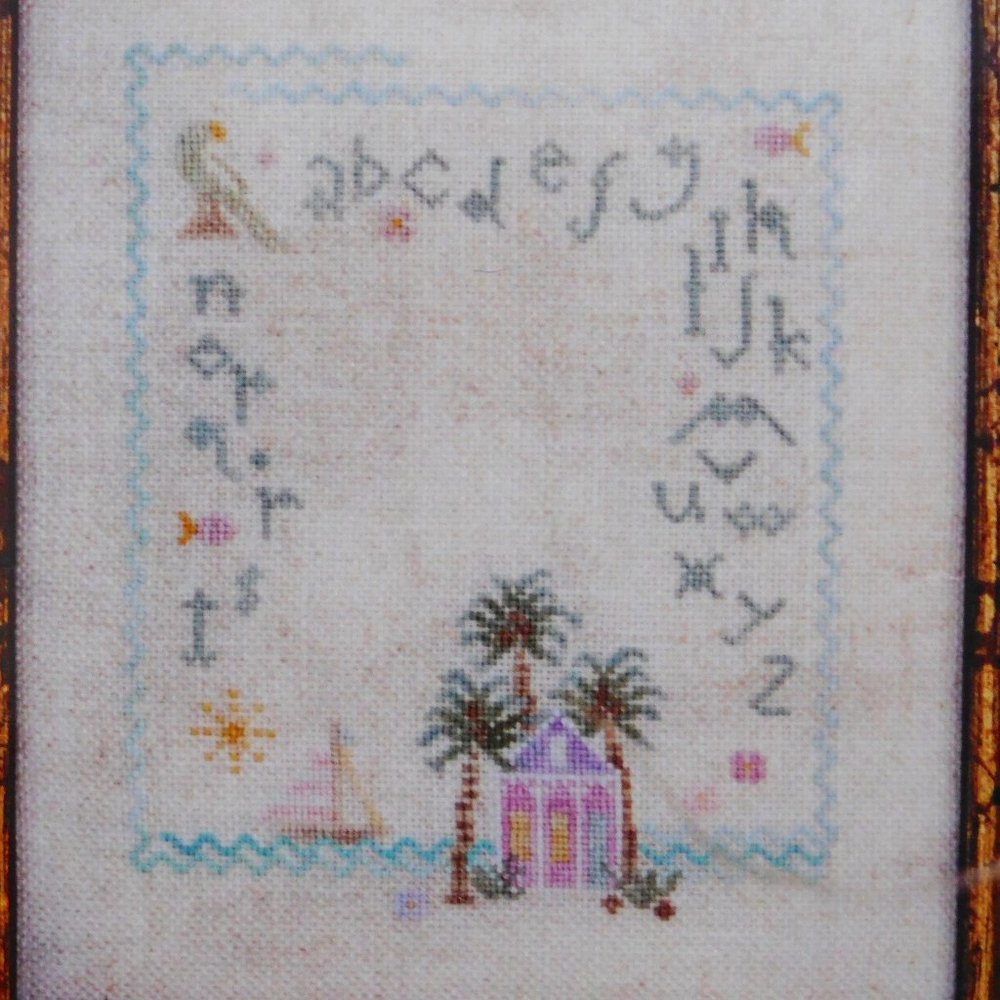 Brightneedle Key West Sampler cross stitch chart Duval Street pink house pattern